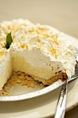 Coconut Cream Pie with a Slice Removed; Close Up