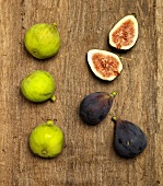 Purple and Green Figs, Whole and Halved