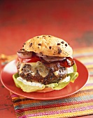 Cheeseburger with Bacon and Grilled Red Onions