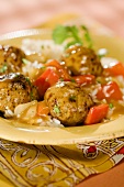 Turkey Meatballs in Sauce Over Rice