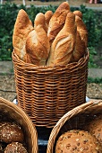 Assorted Loaves of Bread in Baskets; Outdoors