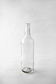 750 ml Bordeaux Clear Wine Bottle on a White Background, Empty