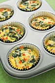 Mini Spinach Quiches in Muffin Cups in Muffin Pan