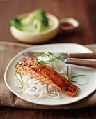 Japanese Grilled Salmon Over Noodles