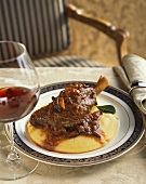 Lamb Shank Over Whipped Potatoes with Red Wine