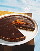 Dark Chocolate and Orange Tart with Toasted Almonds