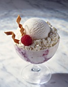 Raspberry Swirl Ice Cream in a Dish