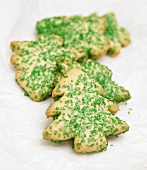 Christmas Tree Sugar Cookies with Green Sprinkles