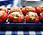 Baked Stuffed Red Bell Peppers on Broiling Pan