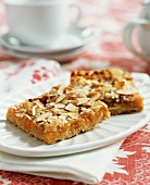 Two Almond Peach Squares on a Plate