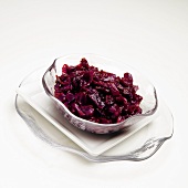 Spicy Cooked Red Cabbage in a Glass Bowl