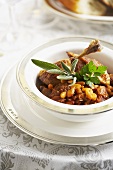 Bowl of Cassoulet with Pork, Mutton and White Beans