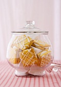 Cookie Jar Full of Marshamllow Filled Cookies with Icing Drizzles