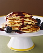 Stack of Pancakes with Blackberry Syrup