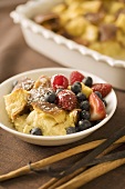 Serving of Bread Pudding with Berries