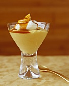 Toffee Pudding in Glass Dish with Whipped Cream