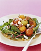 Tomato, Goat Cheese and Bacon Salad Over Arugula
