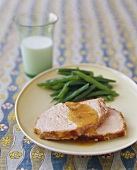 Sliced Pork with Gravy and Green Beans