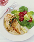 Chicken Breast with Walnut Topping and Salad