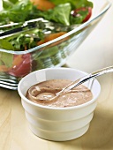 Bowl of Spicy Buttermilk Dressing; Salad