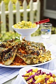 Outdoor Table Set with Grilled Tarragon Chicken and Sides