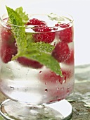 Refreshing Drink with Raspberries and Mint