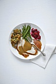 Turkey Dinner Plate on a White Background