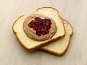 Opened Peanut Butter and Jelly Sandwich