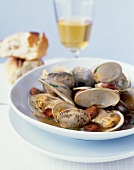 Bowl of Clams and Andouille Sausage