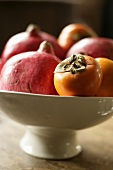 Fruit Bowl with Persimmon and Pomegranate