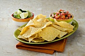 Platter of Tortilla Chips and Salsa