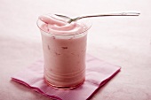 Strawberry Yogurt with a Spoon