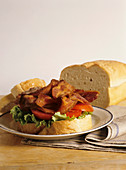 Opened BLT Sandwich on White Bread
