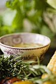 Bowl of Olive Oil; Rosemary