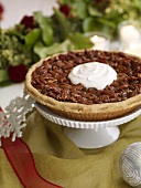 Pecan Pie with Christmas Decorations