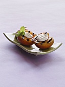 Grilled Peach Halved with Cream