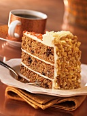 Slice of Carrot Cake with Nuts