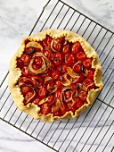 Roasted Tomato and Onion Tart on Cooling Rack