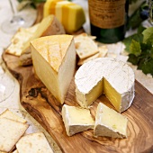 Assorted Cheese on Board, Crackers, Cooleeney, Chaubier, Chester