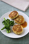 Crab Cakes on a Plate with Broccoli