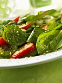 Spinatsalat mit Erdbeeren und Kiwi