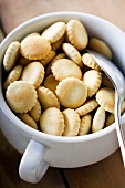 Cup of Oyster Crackers with Spoon