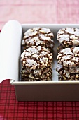 Hazelnut Chewies Stacked in a Tin; Holiday Cookie