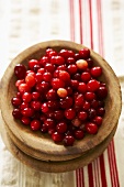 Fresh Cranberries in a Wooden Bowl