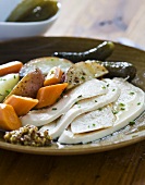 Plate of Sliced Chicken with Root Vegetables