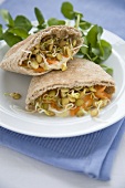 Humus and Sprout Filled Pita Bread