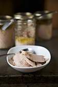 Home Canned Organic Tuna in a Bowl; Jars of Tuna