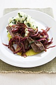 Liver and Onions with Spinach Mashed Potatoes
