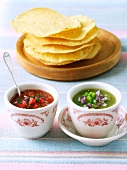 Tomato Salsa and Salsa Verde; Tortillas
