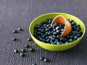 Bowl of Dry Black Beans with Small Scoop